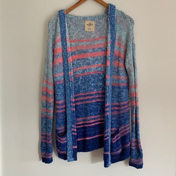 Hollister Hooded Open-Front Cardigan Multicolour Knit SzXS/S